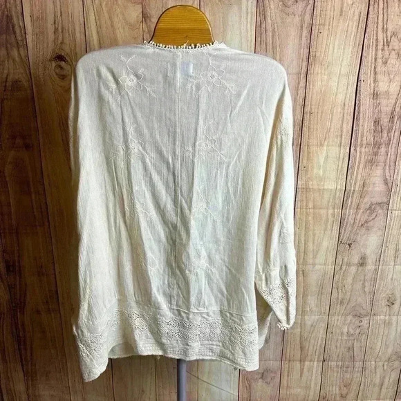American Eagle Short Duster Boho Cover Up Cream Color Size M - Picture 6 of 8